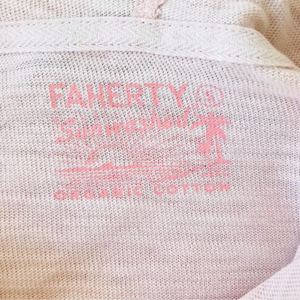 FAHERTY Sunwashed Organic Cotton Slub Knit Hoodie Light Pink - Picture 11 of 13